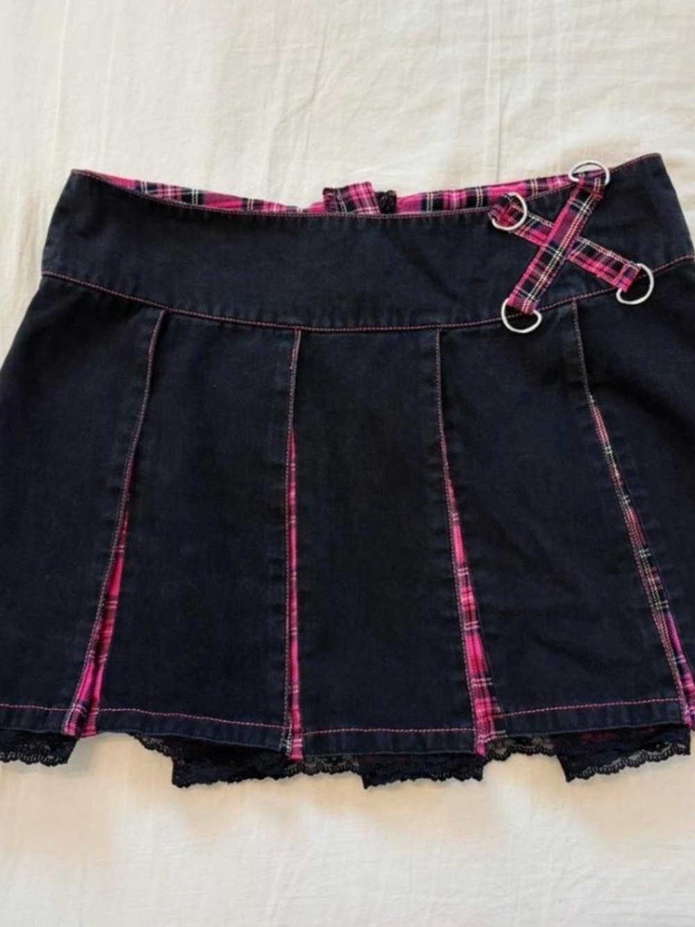 Tripp NYC pink plaid pleated mini skirt size small